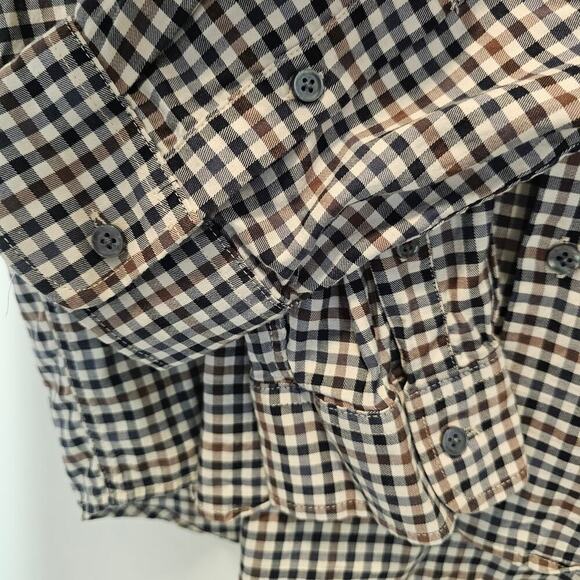 Porter + Ash Men's Gingham Brown Gray Cream Button-down Dress Shirt Size XXL - Picture 6 of 11